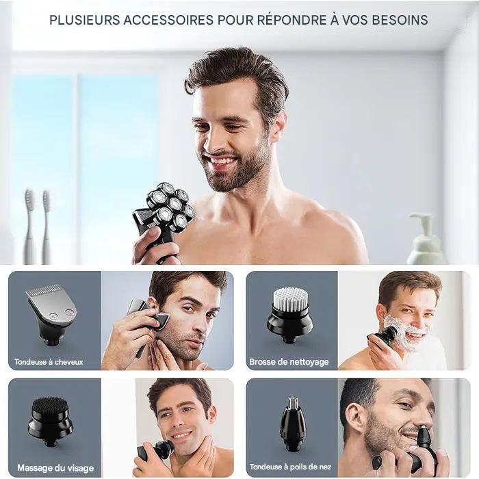 Tondeuse Crâne 7D – Kit de Rasage 5-en-1